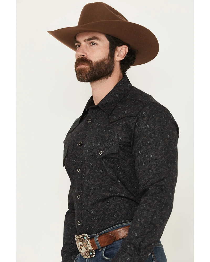 Rock & Roll Denim Men's Paisley Print Long Sleeve Snap Stretch Western Shirt