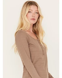 Cleo + Wolf Women's Long Sleeve Henley Top