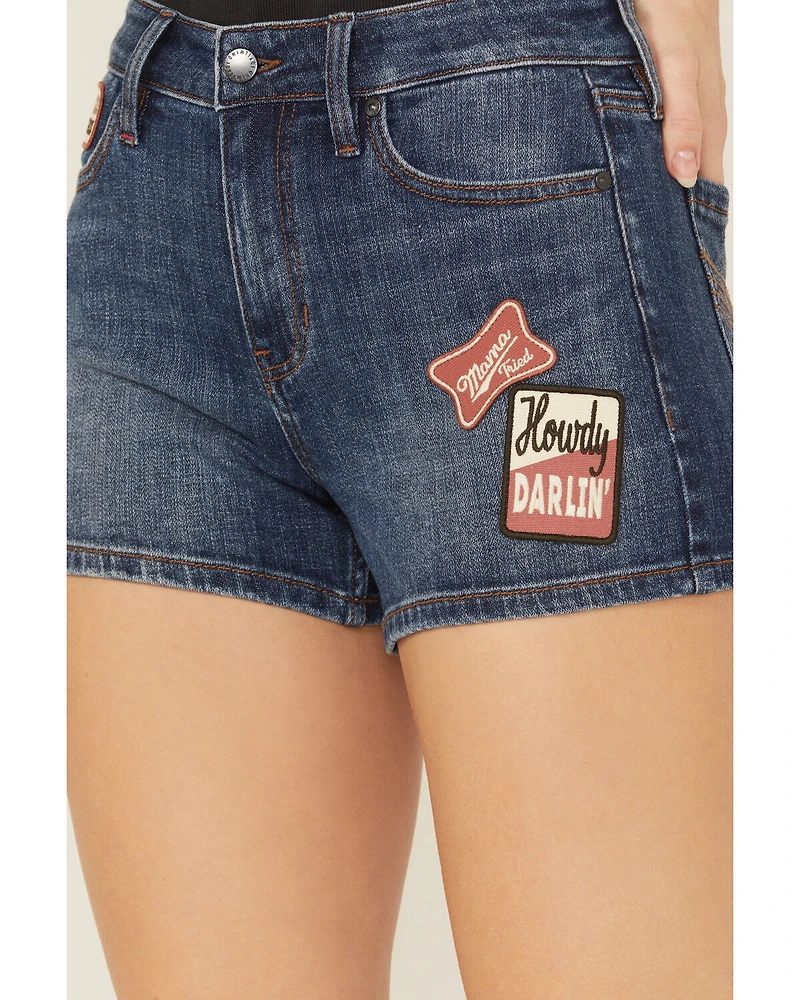 Idyllwind Women's Ellie Patch Dark Wash High Rise Stretch Denim Shorts