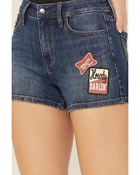 Idyllwind Women's Ellie Patch Dark Wash High Rise Stretch Denim Shorts