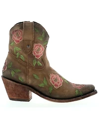 Caborca Silver by Liberty Black Women's Embroidered Floral Western Booties - Round Toe
