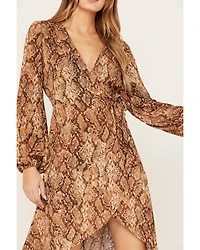 Shyanne Women's Snake Print Ruffle High-Low Dress