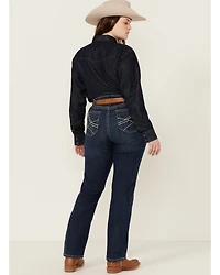 Ariat Women's Dark Wash Mid Rise Everlee Stretch Straight Jeans - Plus