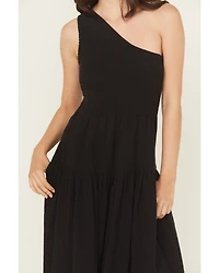 Revel Women's Solid One Shoulder Midi Dress