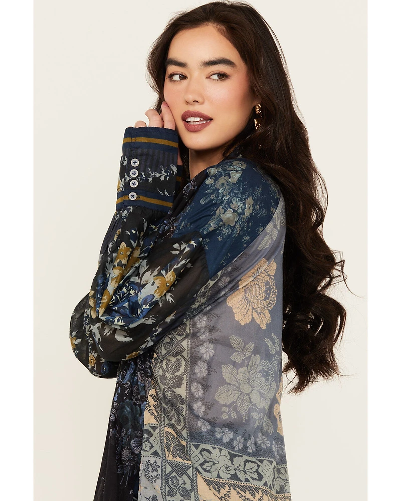 Free People Women's Flower Patch Long Sleeve Button-Down Blouse
