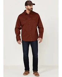 Brothers and Sons Men's Weathered Twill Solid Long Sleeve Button-Down Western Shirt
