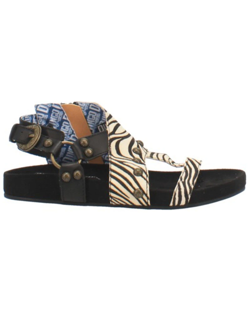 Dingo Women's Sage Brush Zebra Print Calf Hair Sandal