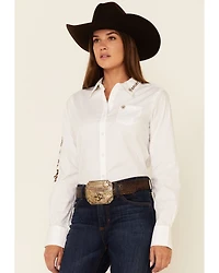 Ariat Women's Team Kirby Leopard Logo Long Sleeve Button Down Stretch Shirt