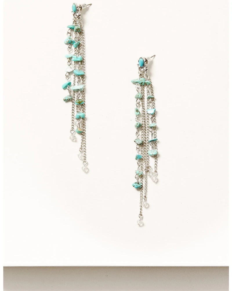 Shyanne Women's Silver & Turquoise Stone Fringe Earrings