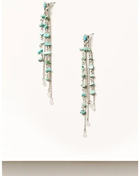 Shyanne Women's Silver & Turquoise Stone Fringe Earrings