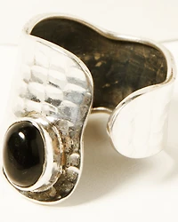 Paige Wallace Women's Hammered Onyx Adjustable Ring