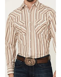 Ely Walker Men's Striped Print Long Sleeve Snap Western Shirt