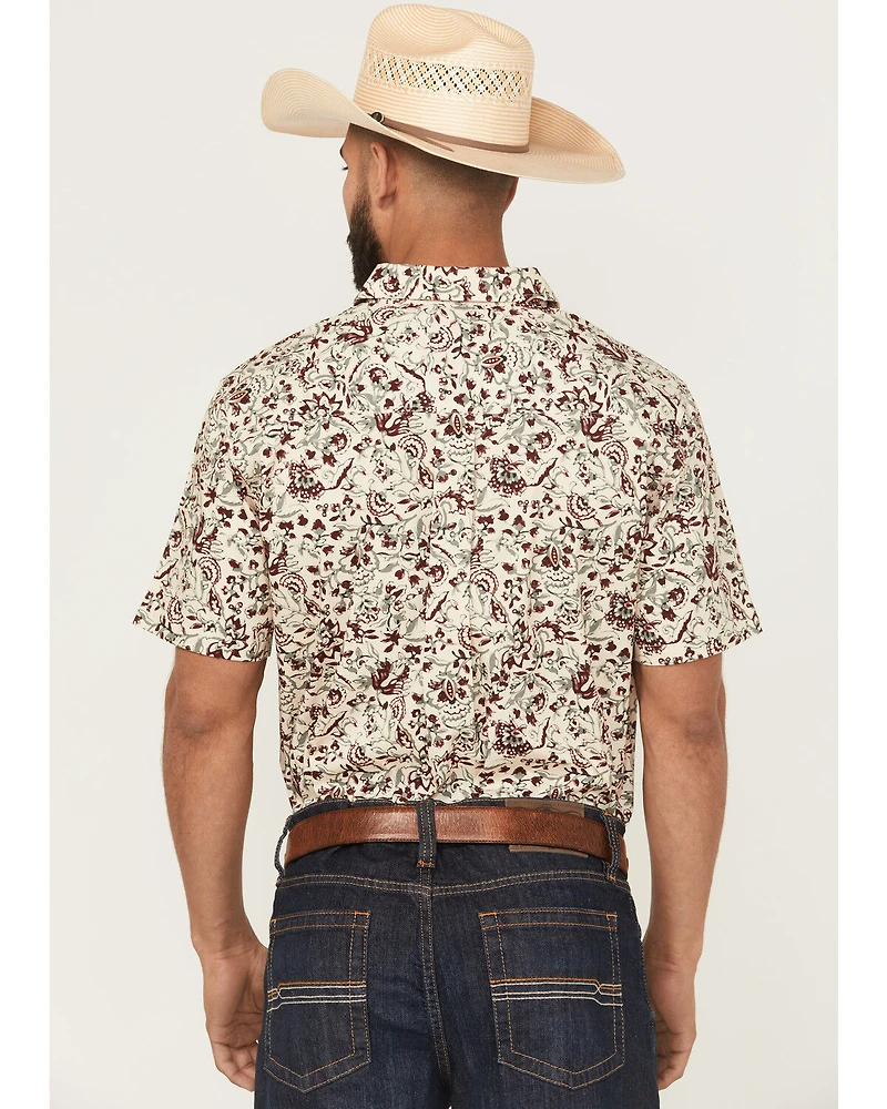 Cody James Men's Red River Floral Print Short Sleeve Button-Down Stretch Western Shirt