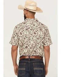 Cody James Men's Red River Floral Print Short Sleeve Button-Down Stretch Western Shirt