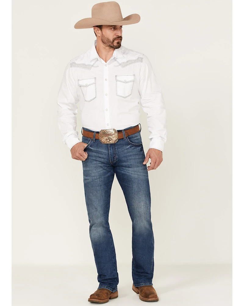 Rock 47 By Wrangler Men's Embroidered Long Sleeve Pearl Snap Western Shirt