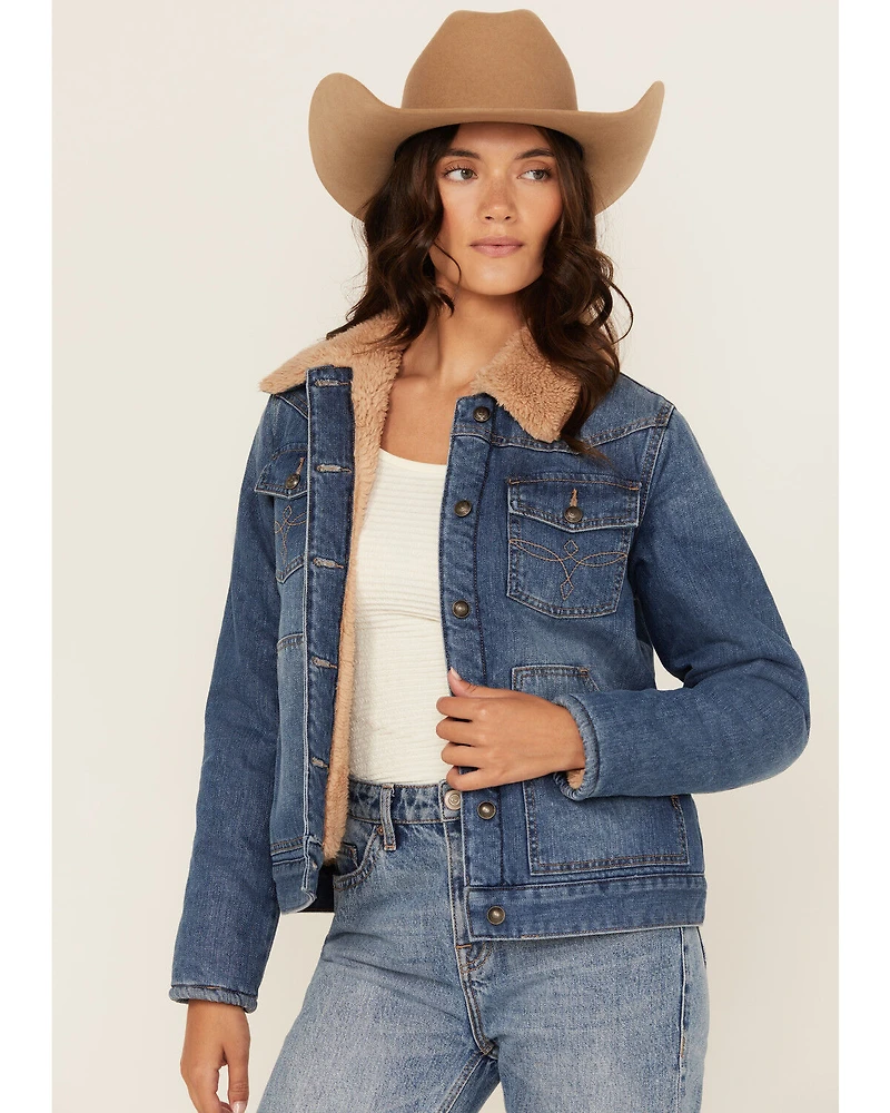 Shyanne Women's Saranac Dark Wash Sherpa Lined Denim Jacket