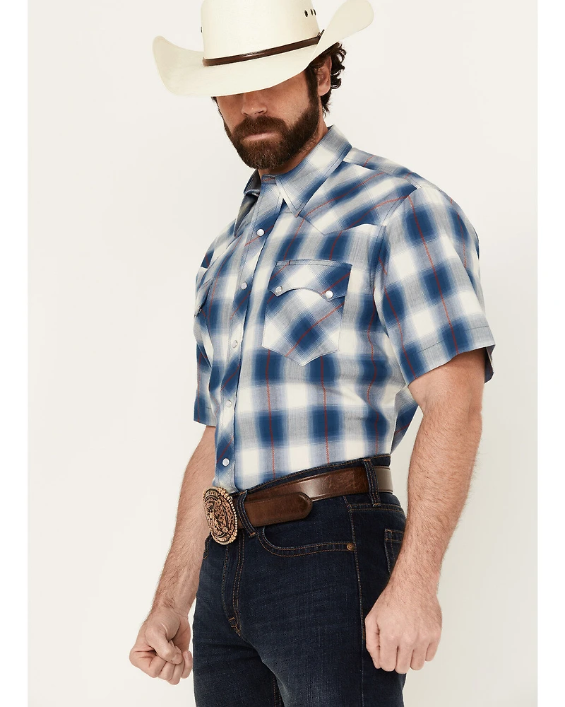 Roper Men's West Made Plaid Print Short Sleeve Snap Western Shirt