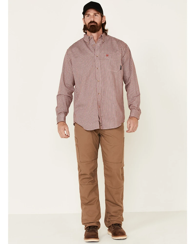 Ariat Men's FR Plaid Print Long Sleeve Work Shirt - Big & Tall