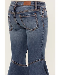 Shyanne Little Girls' Medium Wash Ruffle Trumpet Flare Jeans