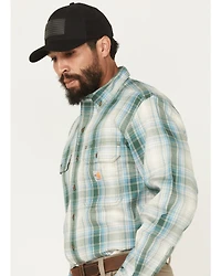 Carhart Men's FR Force Rugged Flex® Loose Fit Midweight Plaid Print Long Sleeve Button-Down Work Shirt