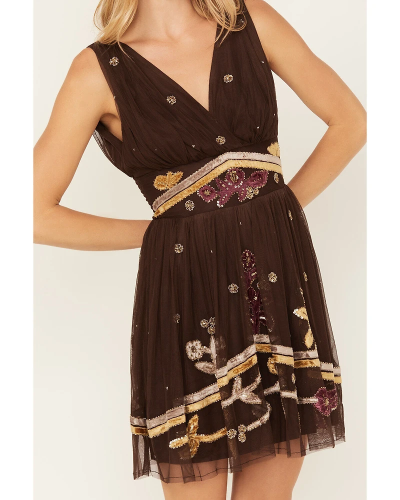 Shyanne Women's Embroidered Tulle Mini Dress