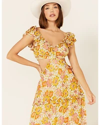 Cleobella Women's Floral Print Ruffle Clara Maxi Dress