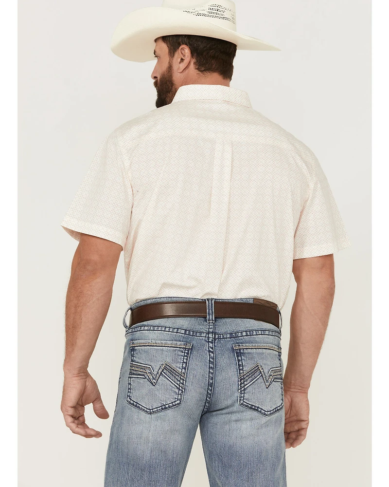 RANK 45® Men's Mustang Geo Print Short Sleeve Button-Down Western Shirt