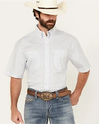 George Strait by Wrangler Men's Geo Print Short Sleeve Button-Down Stretch Western Shirt