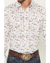 Panhandle Slim Men's Rough Stock Vegas Print Long Sleeve Snap Stretch Western Shirt