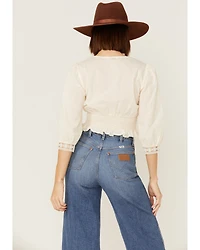 Lush Women's Lace Trim Blouse
