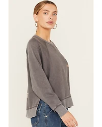 Cleo + Wolf Women's Double Shot Long Sleeve Crew Neck Graphic Sweatshirt