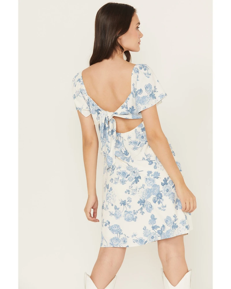 Shyanne Women's Floral Print Tie Front Mini Dress