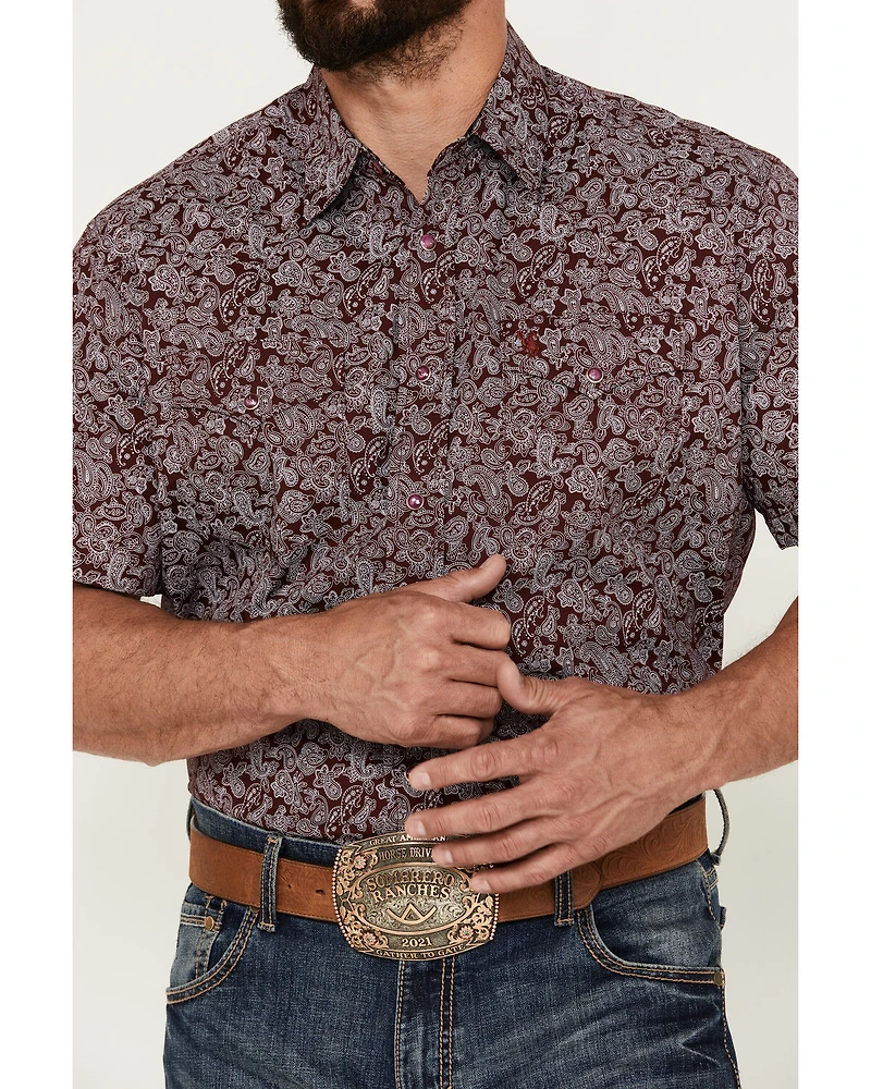 Rodeo Clothing Men's Paisley Print Short Sleeve Snap Western Shirt