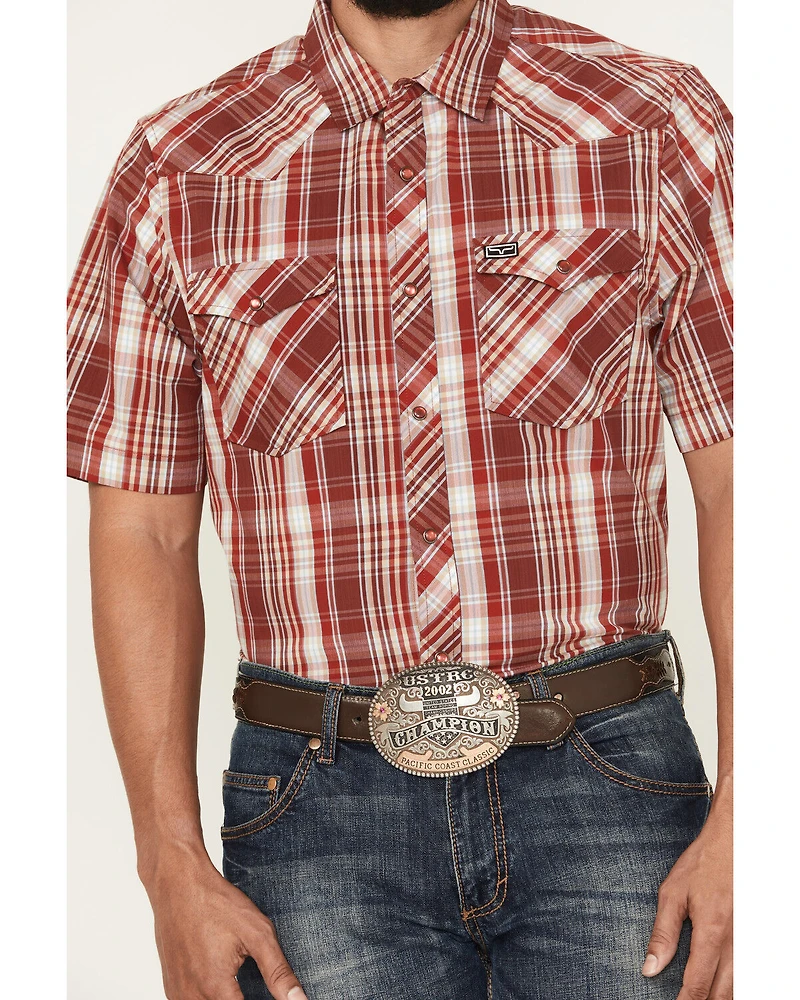 Kimes Ranch Men's Wabasa Plaid Print Short Sleeve Pearl Snap Performance Western Shirt