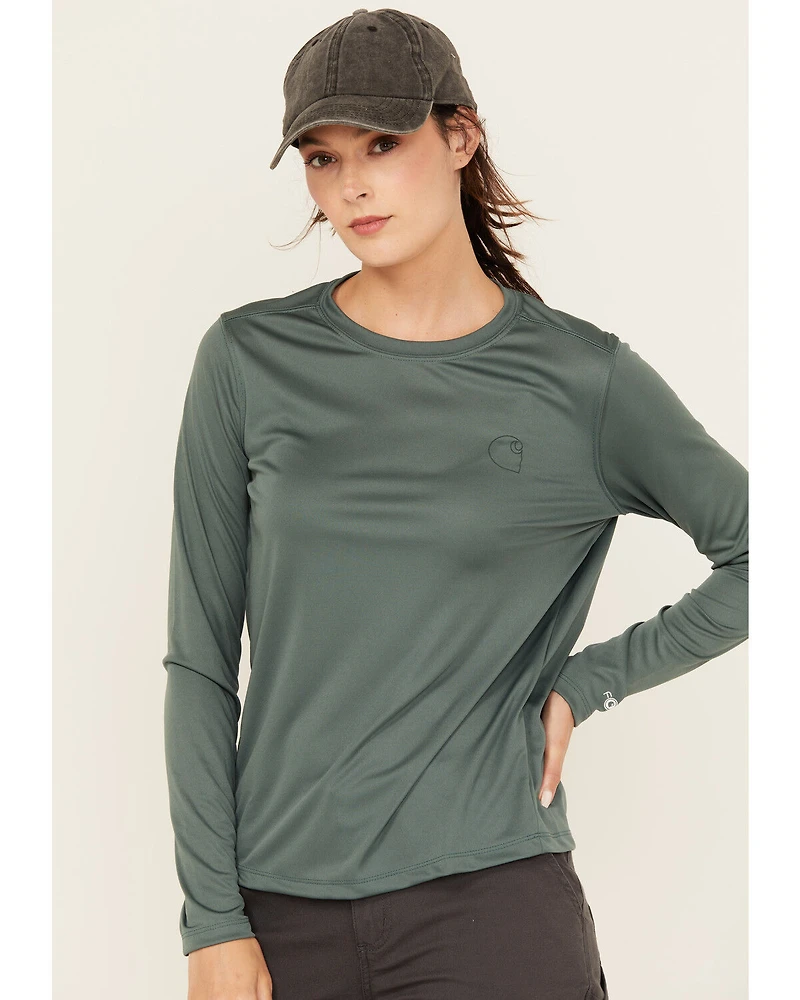 Carhartt Women's Force Sun Defender Logo Relaxed Fit Long Sleeve Graphic Tee