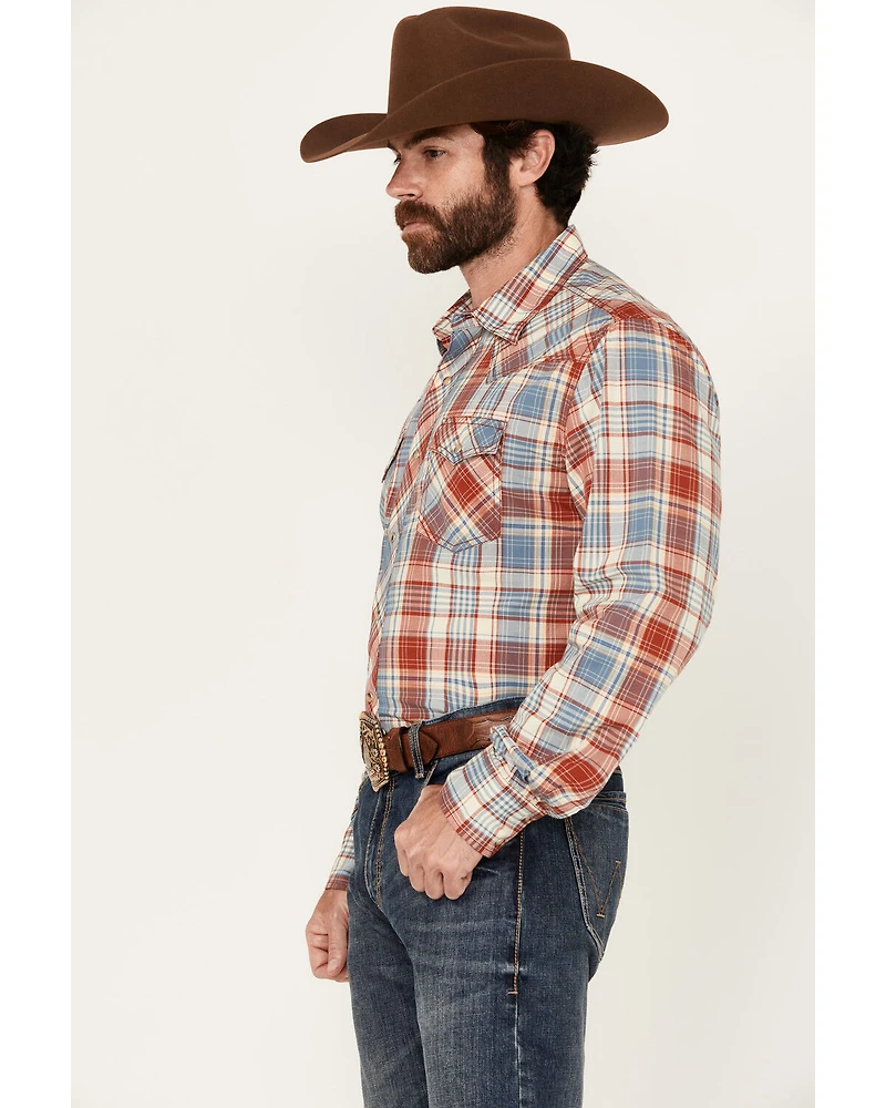 Wrangler Retro Men's Plaid Print Long Sleeve Snap Western Shirt