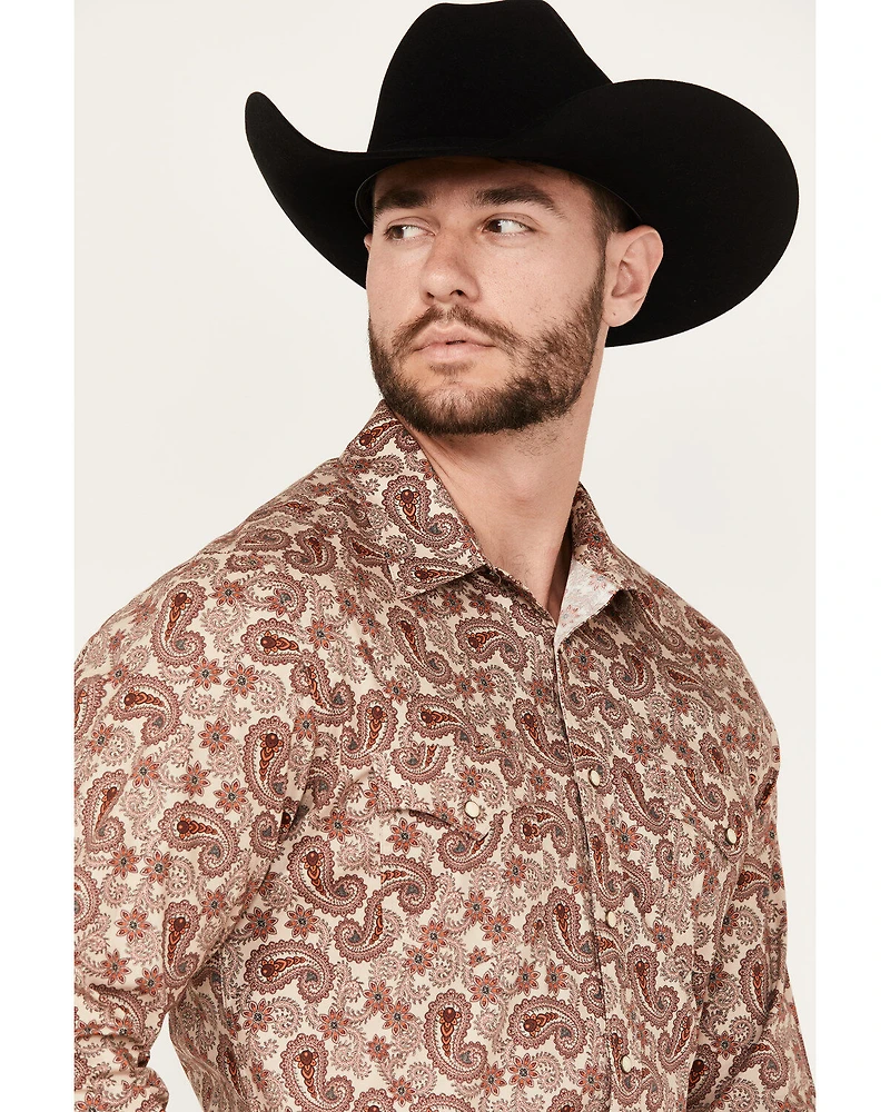 Rock & Roll Denim Men's Paisley Print Stretch Long Sleeve Snap Western Shirt