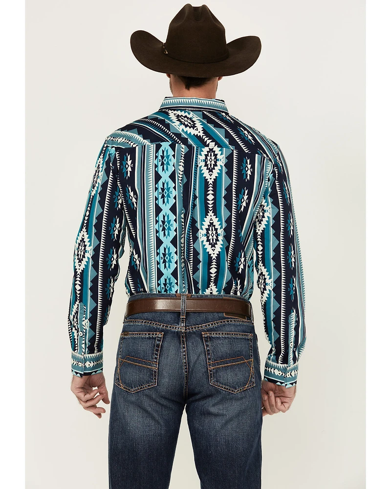 RANK 45® Men's Dakar Exploded Southwestern Print Long Sleeve Performance Stretch Western Shirt