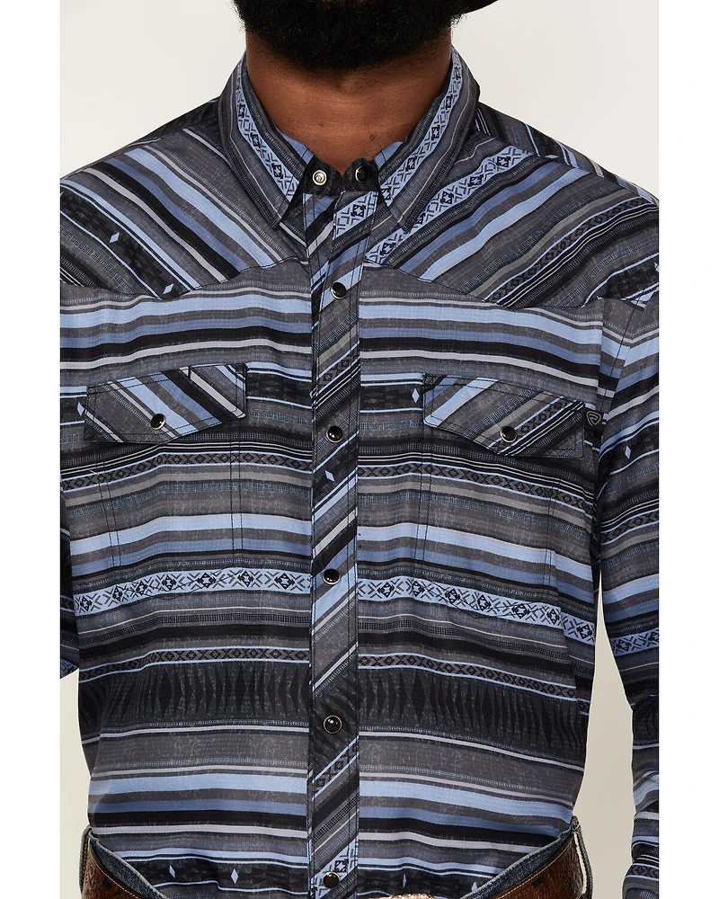 Rock & Roll Denim Men's Tek Striped Long Sleeve Snap Western Shirt