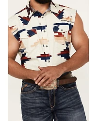 Cody James Men's Beer Run Southwestern Print Bubba Sleeveless Snap Western Shirt