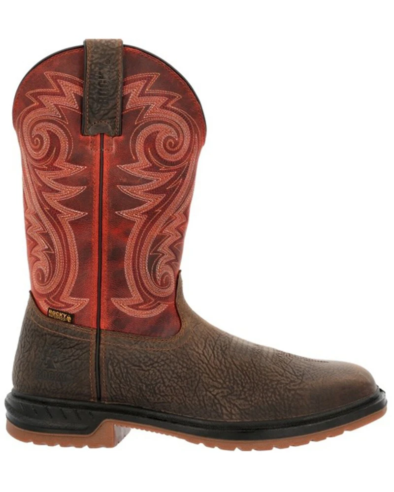 Rocky Men's Worksmart Waterproof Pull On Western Work Boots - Composite Toe