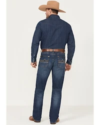 Rock 47 by Wrangler Men's Tynecastle Dark Wash Slim Straight Stretch Denim Jeans