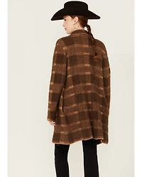 Panhandle Women's Plaid Print Knit Sweater Coat