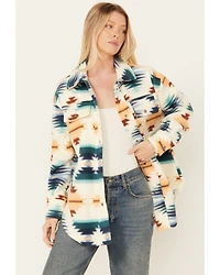 Fornia Women's Southwestern Print Polar Fleece Shacket