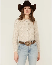 Shyanne Women's Paisley Print Long Sleeve Snap Stretch Western Shirt
