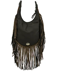 American West Women's Brindle Hair-On Studded Fringe Crossbody
