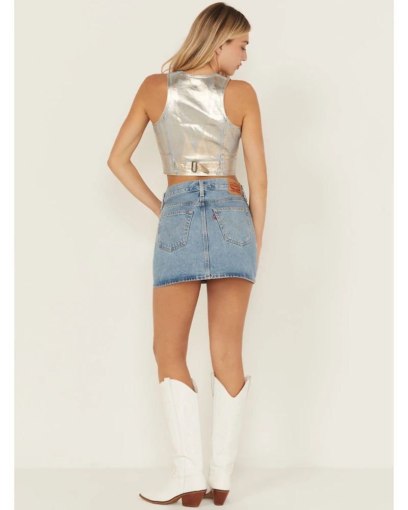 Levi's Women's Shine Theory Icon Light Wash Mid Rise Mini Denim Skirt