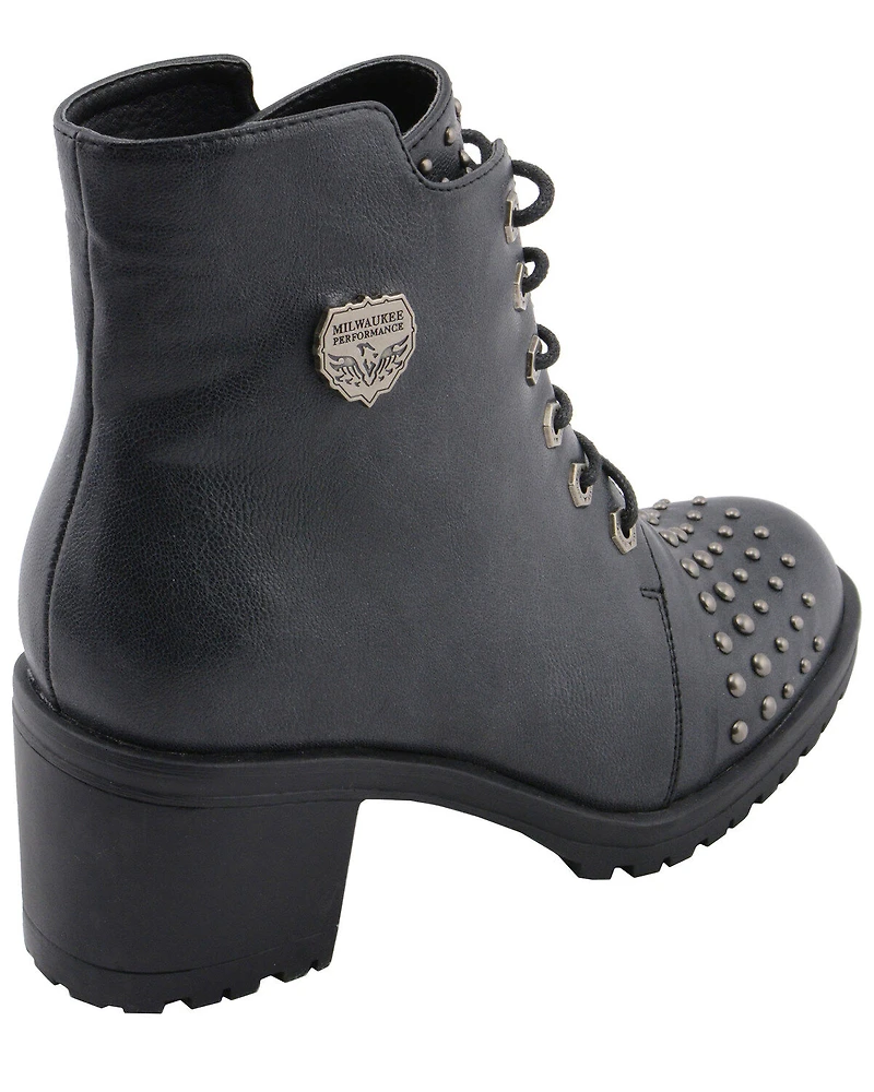 Milwaukee Leather Women's Studded Rocker Boots - Round Toe