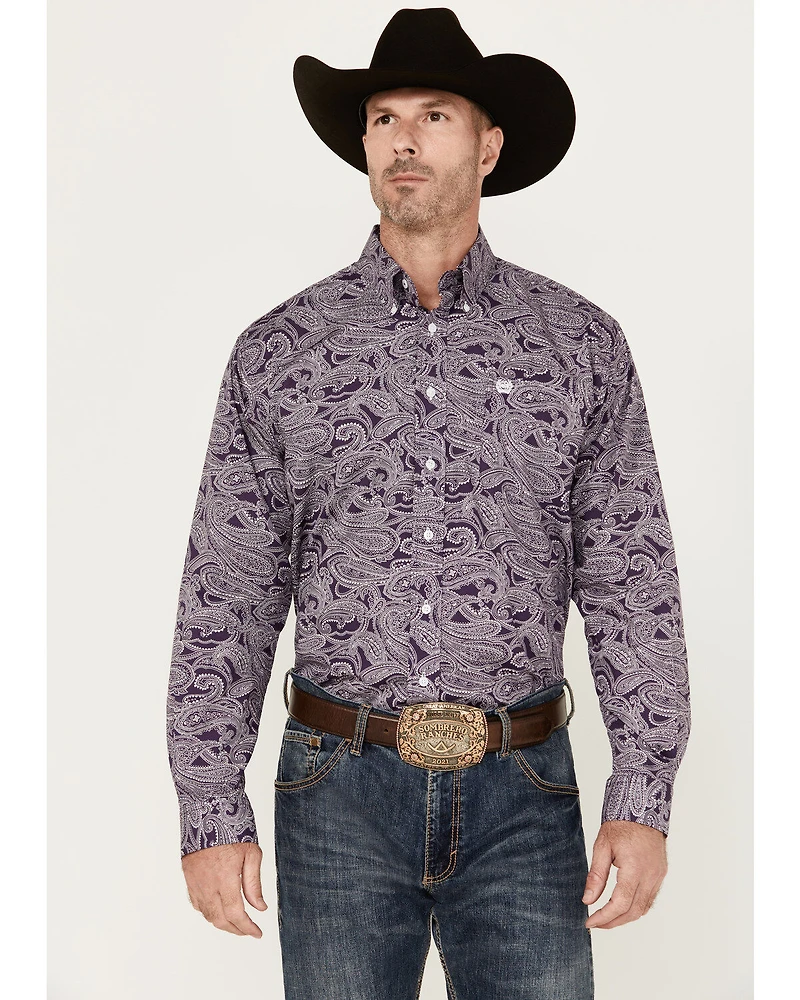 Cinch Men's Paisley Print Long Sleeve Button-Down Western Shirt