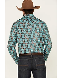 Rock & Roll Denim Men's Southwestern Print Long Sleeve Snap Western Shirt
